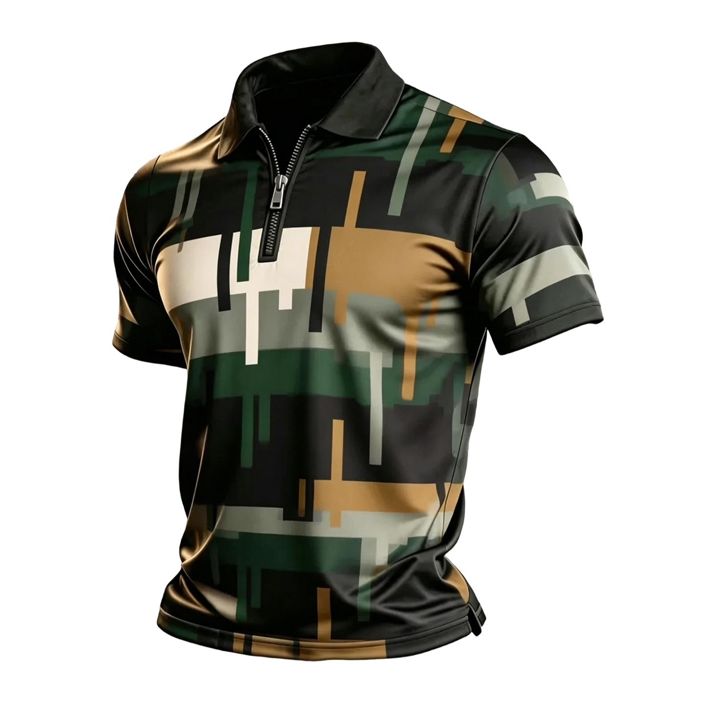 Men's Abstract Camo Quarter-Zip Polo
