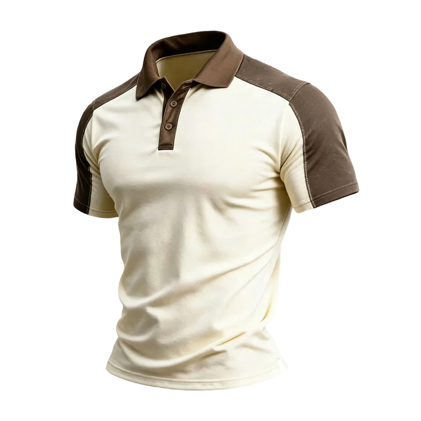 Modern Casual Color Block Polo with Faded Brown Accents