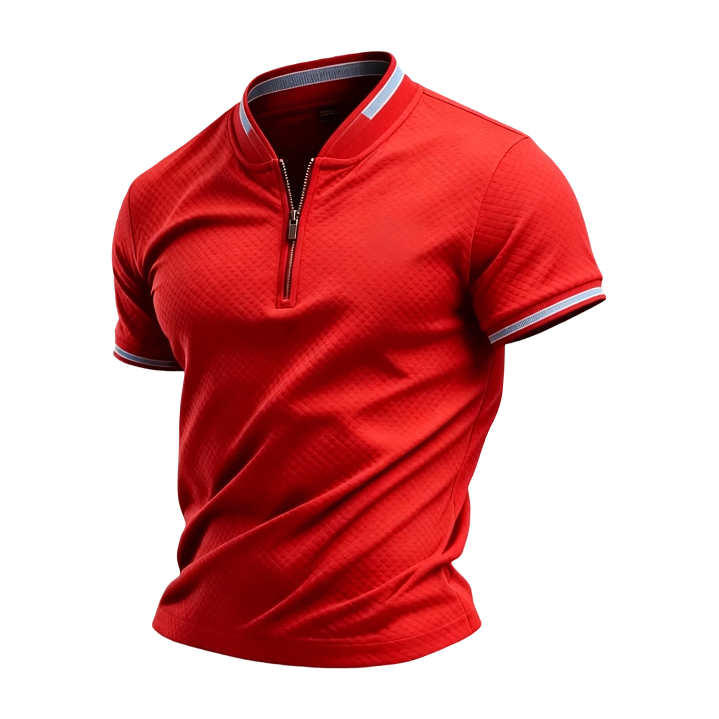 Men's Red Waffle Knit Quarter-Zip Polo