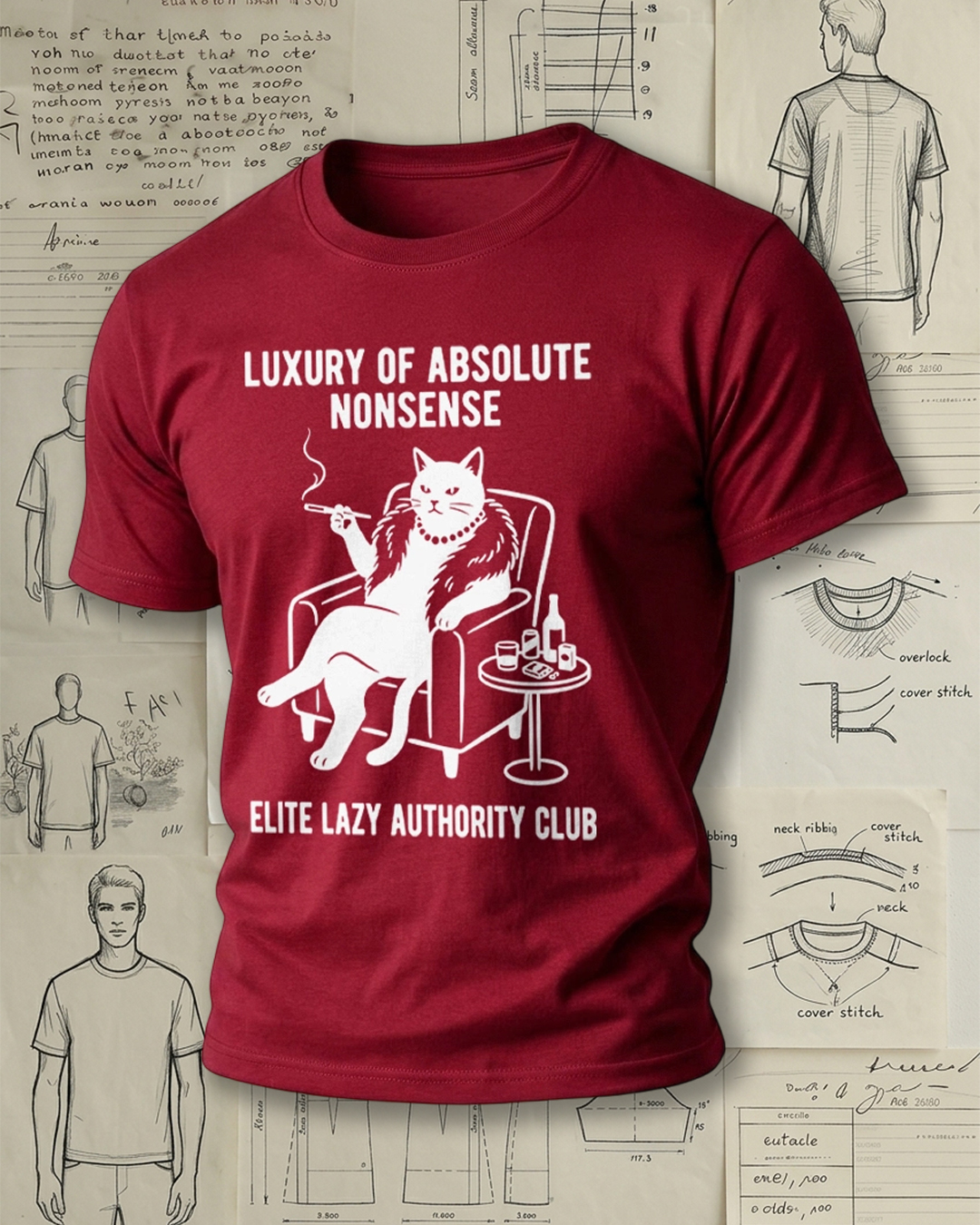 Smoking Cat Print Street Cool Unisex T-Shirt