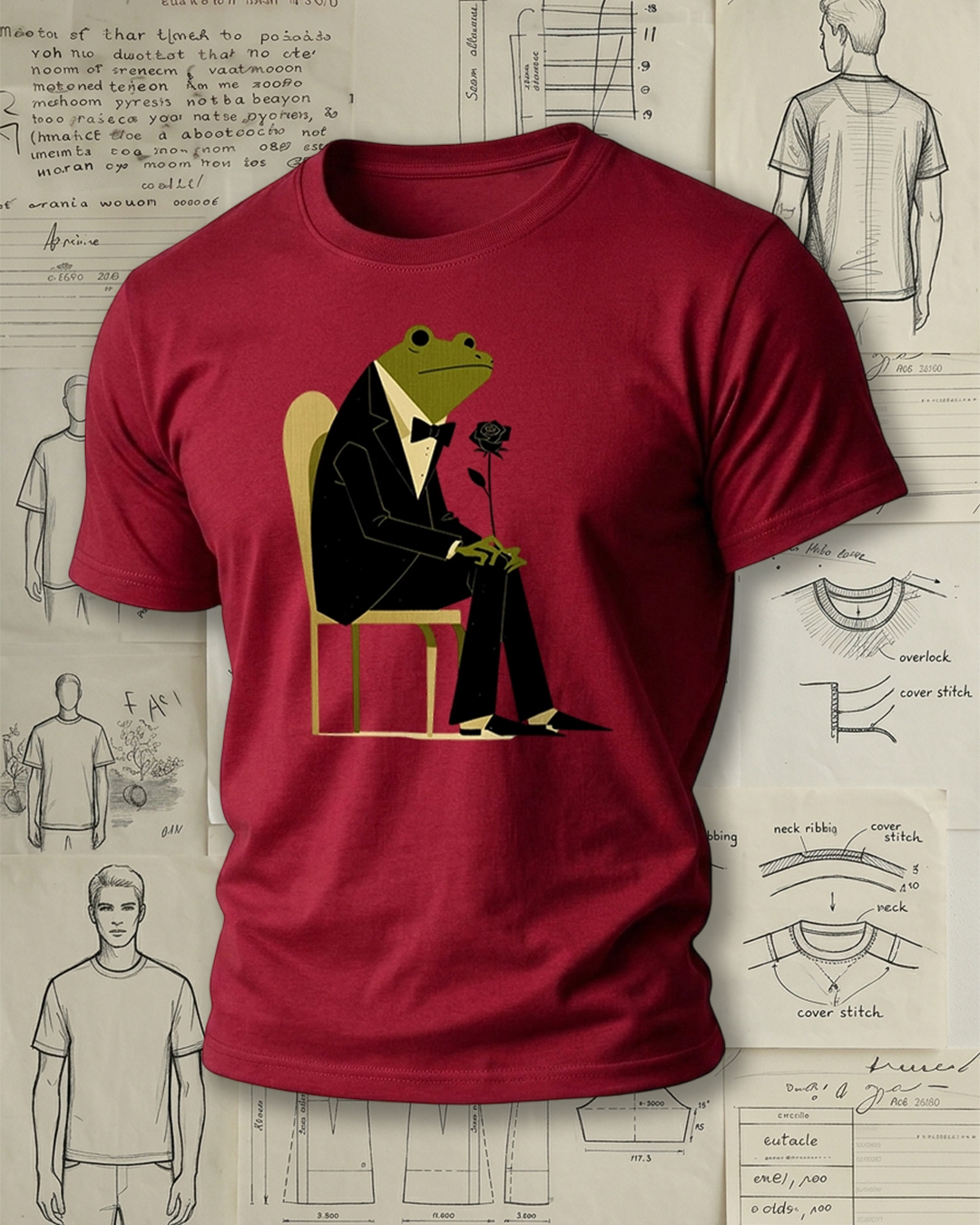 Frog in Tuxedo Holding a Rose Print Retro Cool Unisex T-Shirt