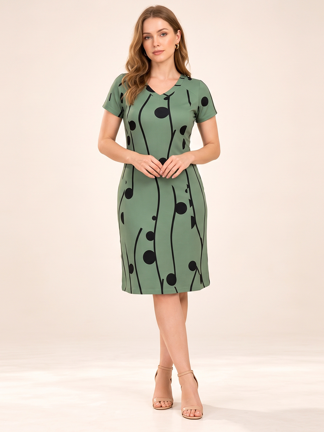 Everyday Abstract Dot Fit & Flare Midi Dress