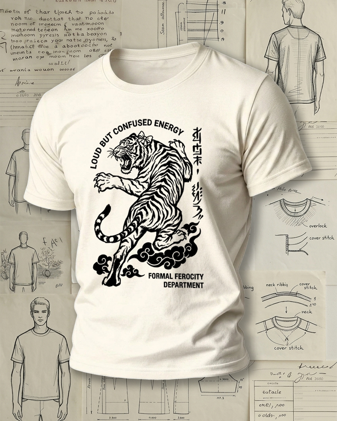 Jumping Tiger Print National Trend Street Unisex T-Shirt