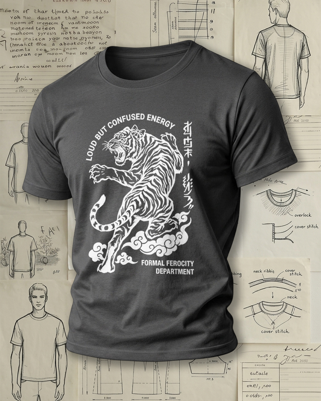 Jumping Tiger Print National Trend Street Unisex T-Shirt