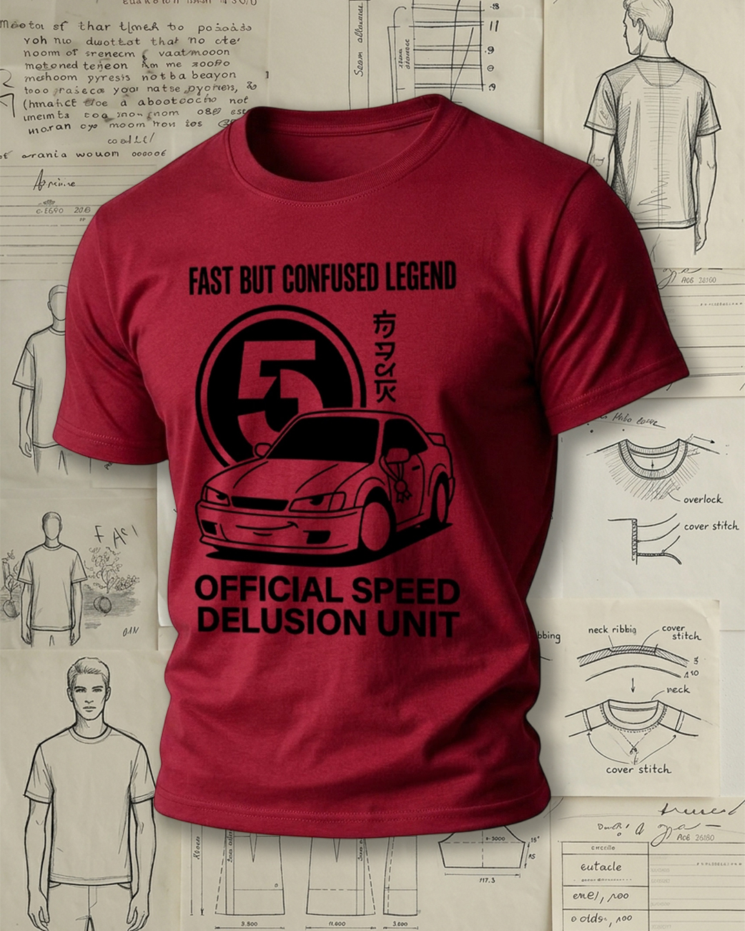 Cartoon Racing Car Print Street Cool Unisex T-Shirt