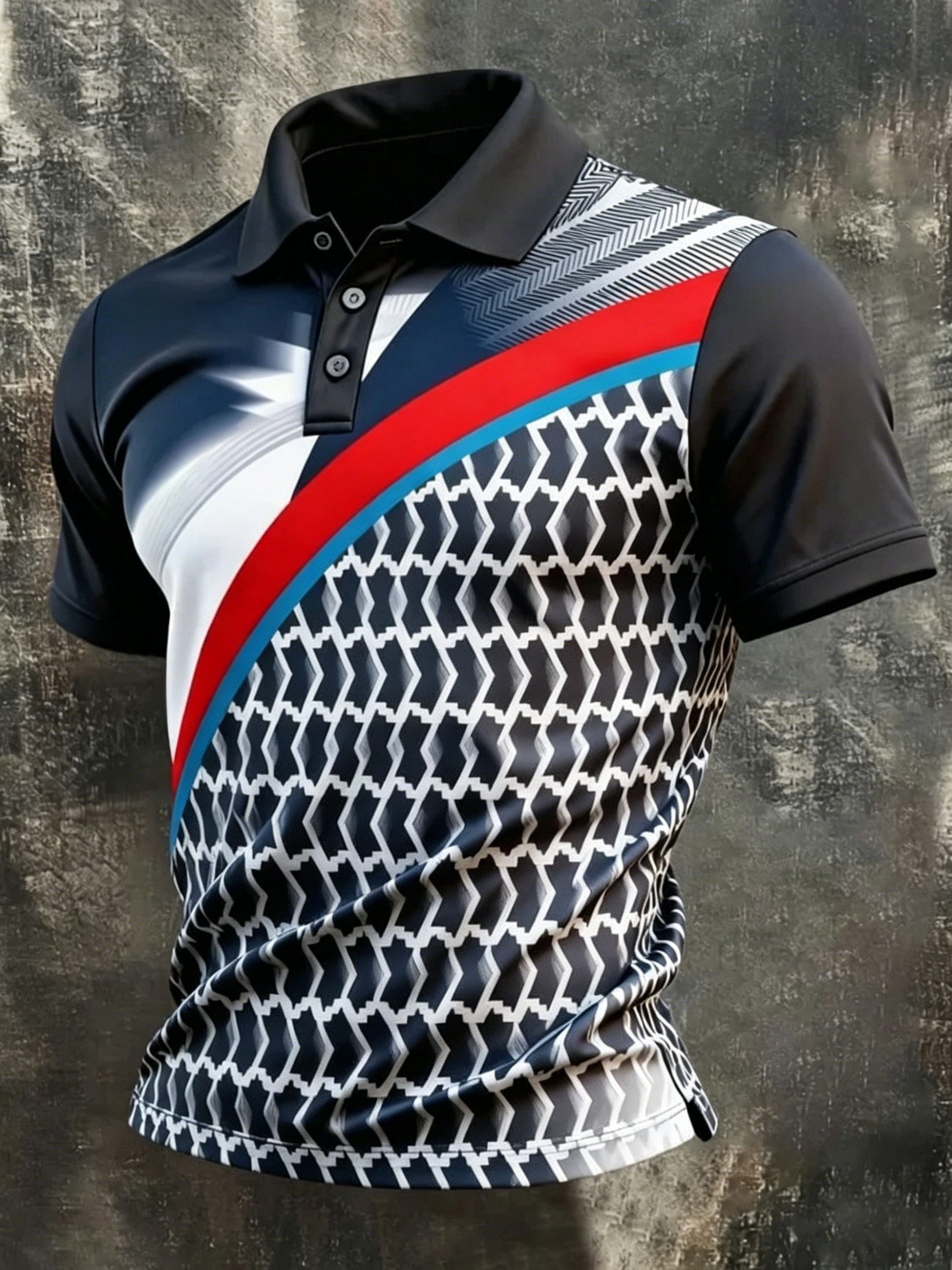 Men's Geometric Print Polo Shirt