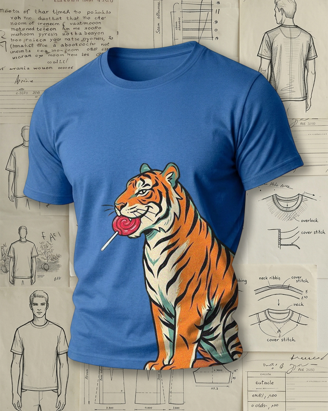 Tiger with Lollipop Art Short-Sleeve T-Shirt