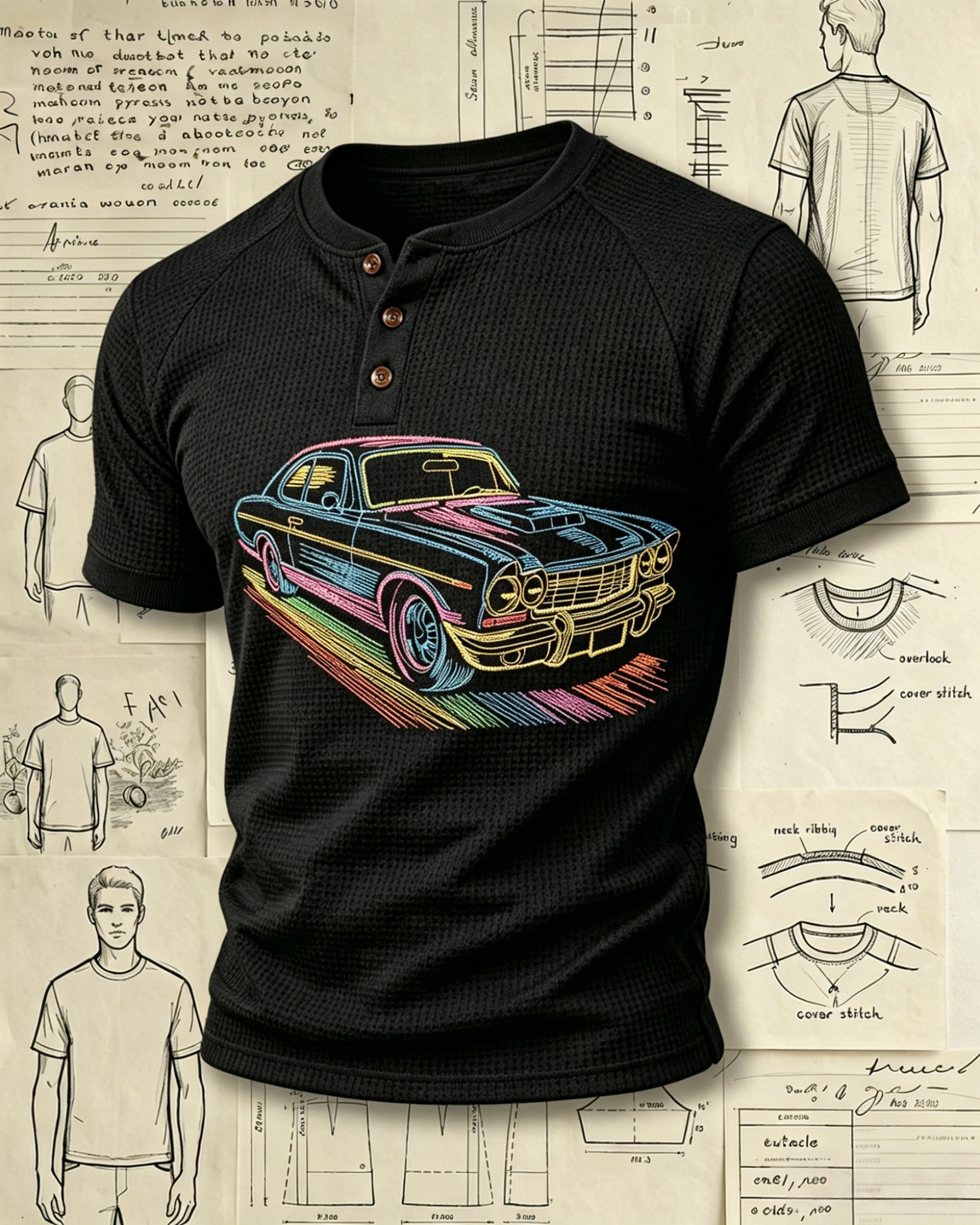 Vintage Muscle Car Embroidered Polo Shirts