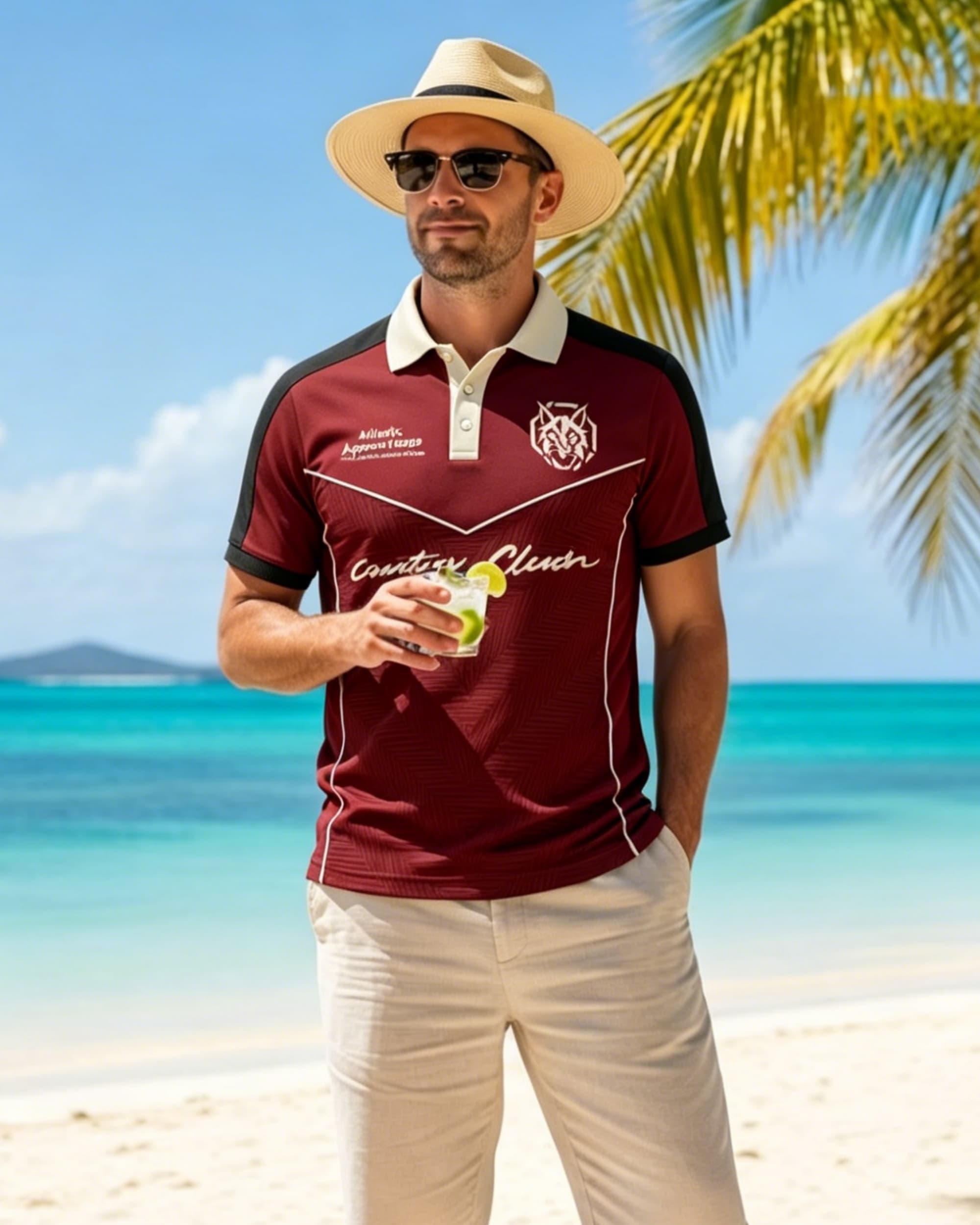 Red Wine & Arrow-Shaped Speed Lines Athletic Style Sports Polo Shirt