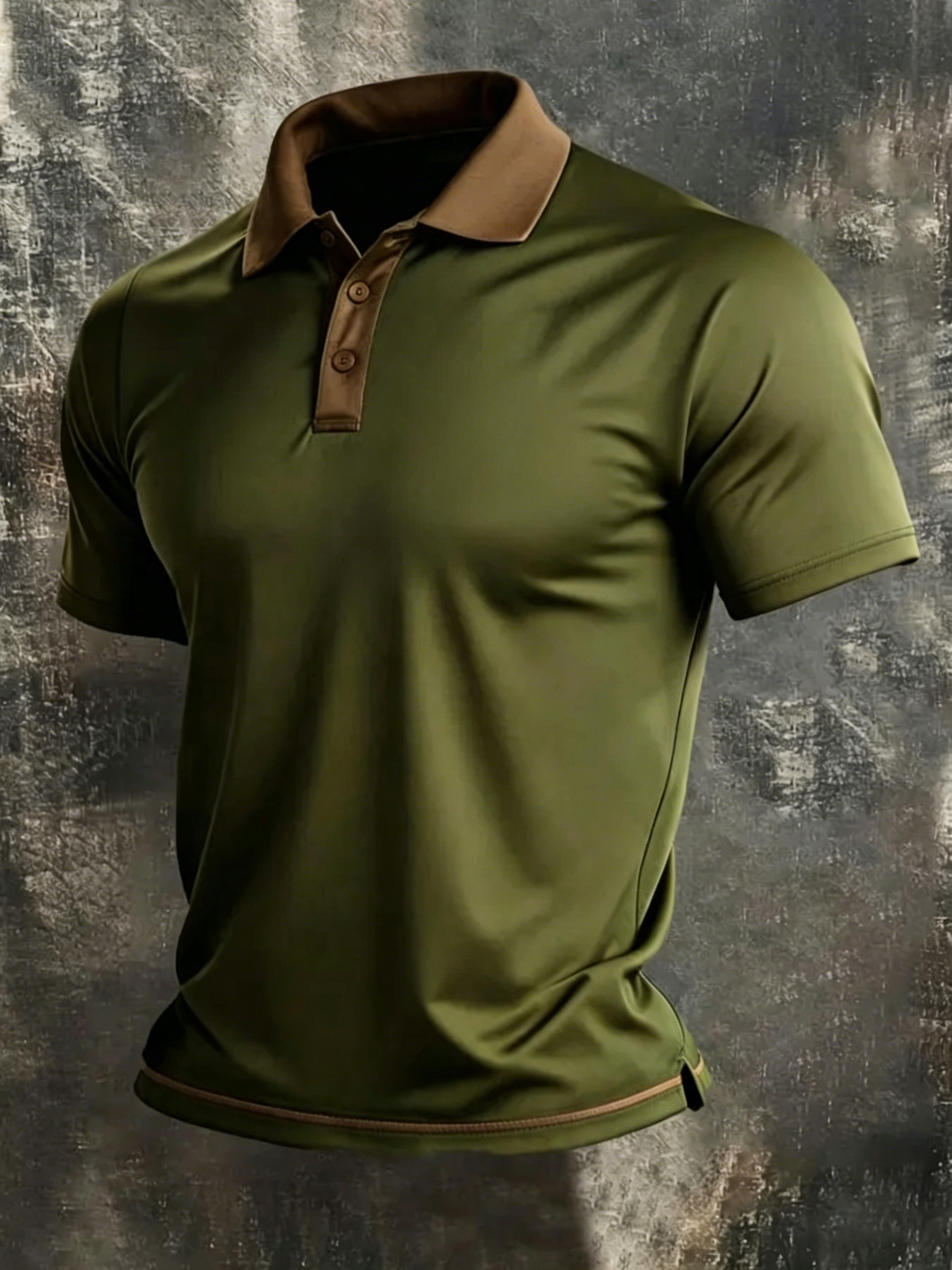 Men's Olive Green Contrast Collar Polo