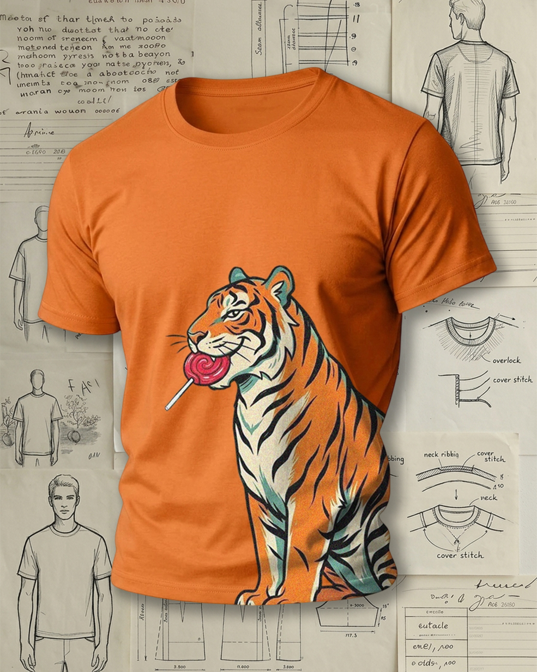 Tiger with Lollipop Art Short-Sleeve T-Shirt