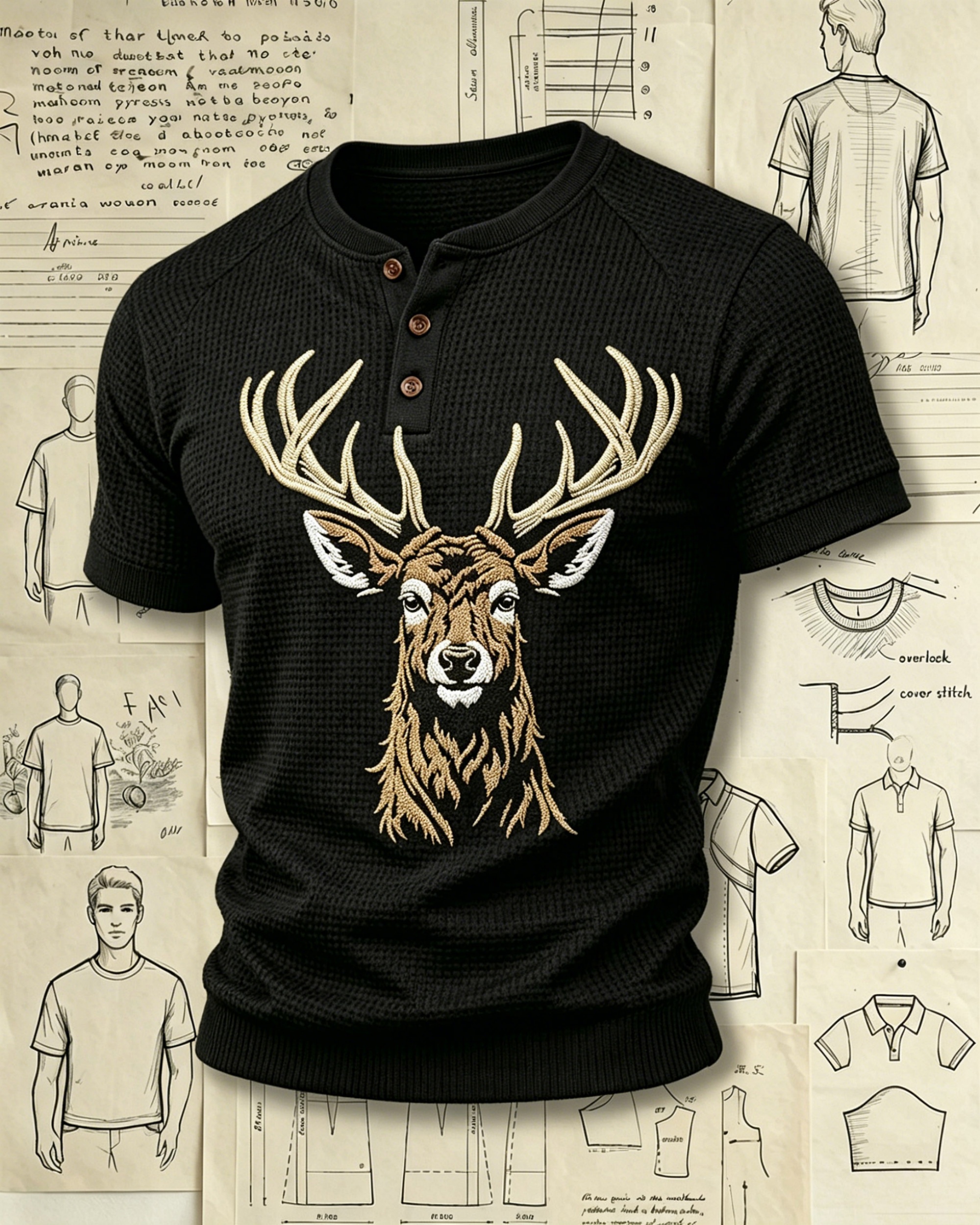 Deer Head Antler Embroidered Polo Shirts