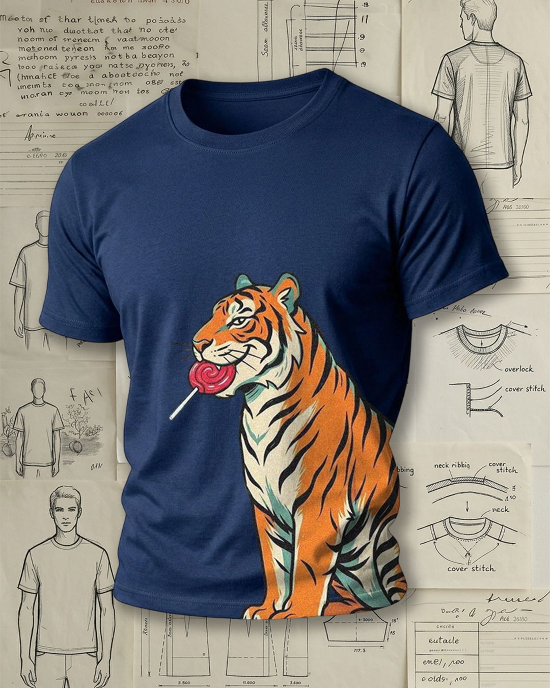 Tiger with Lollipop Art Short-Sleeve T-Shirt