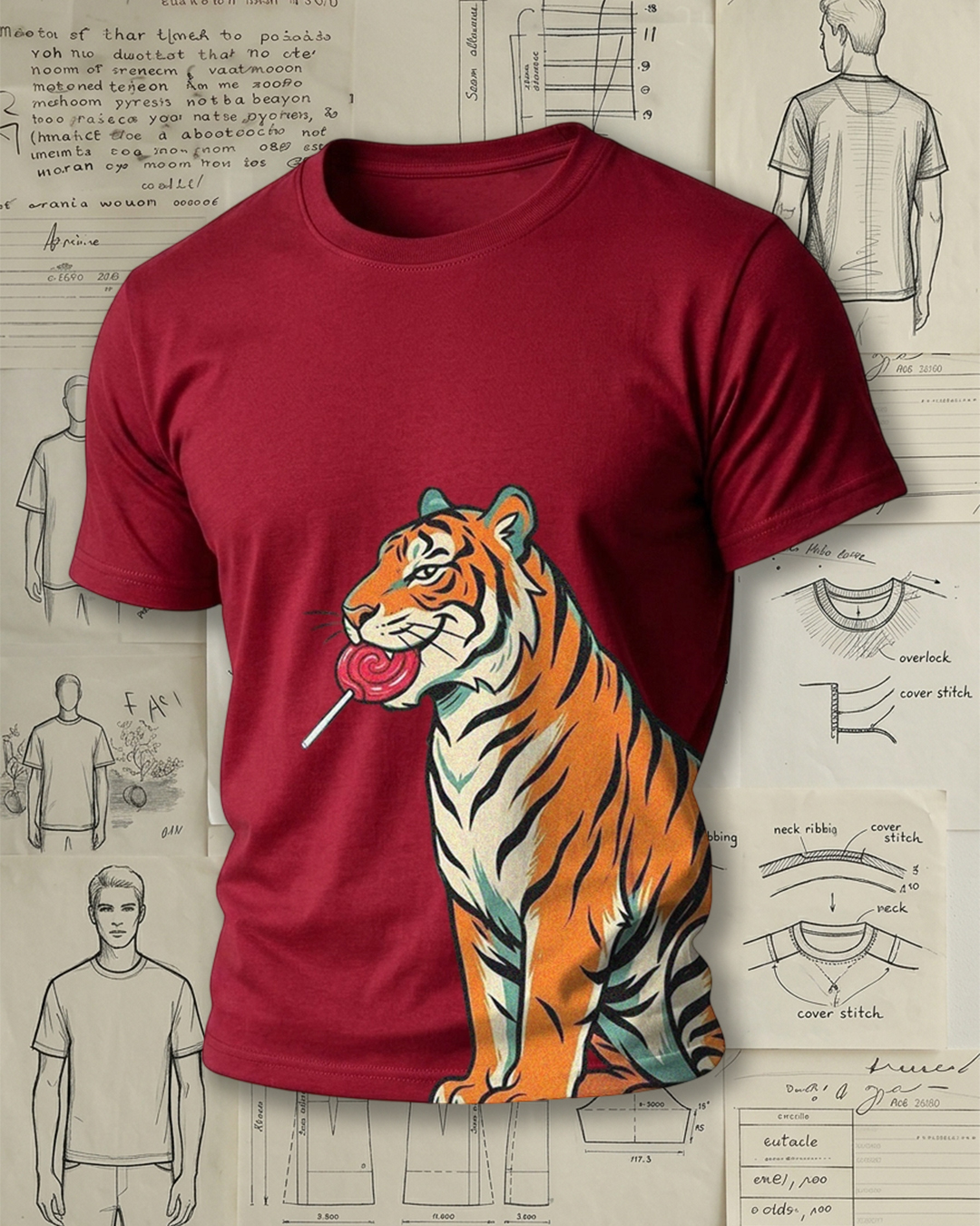 Tiger with Lollipop Art Short-Sleeve T-Shirt