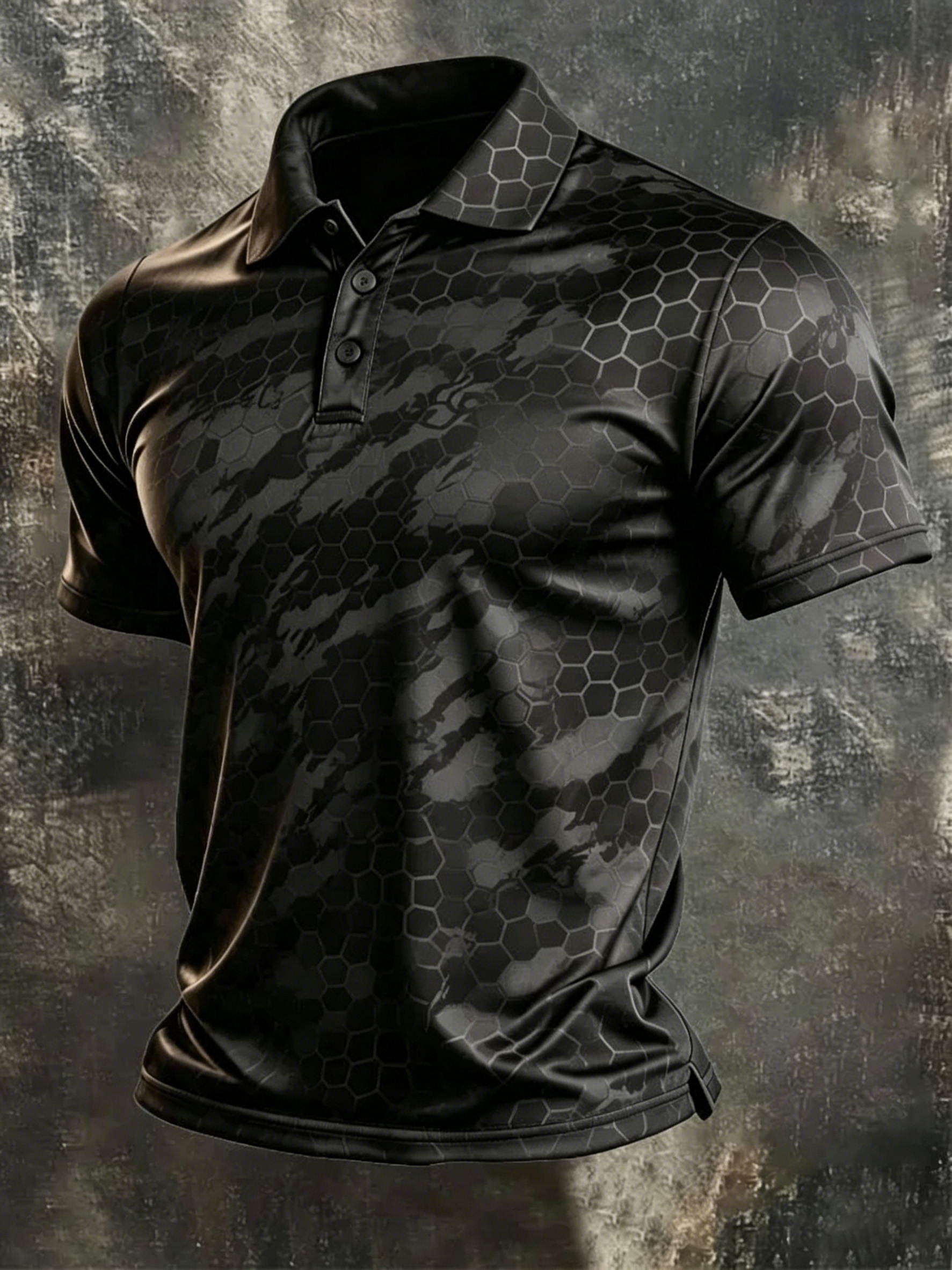 Tactical Honeycomb Camo Print Polo Shirt