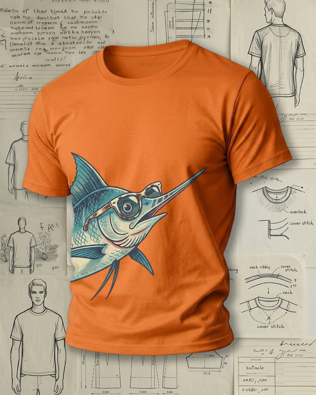 Cool Marlin Fish with Sunglasses Short-Sleeve T-Shirt