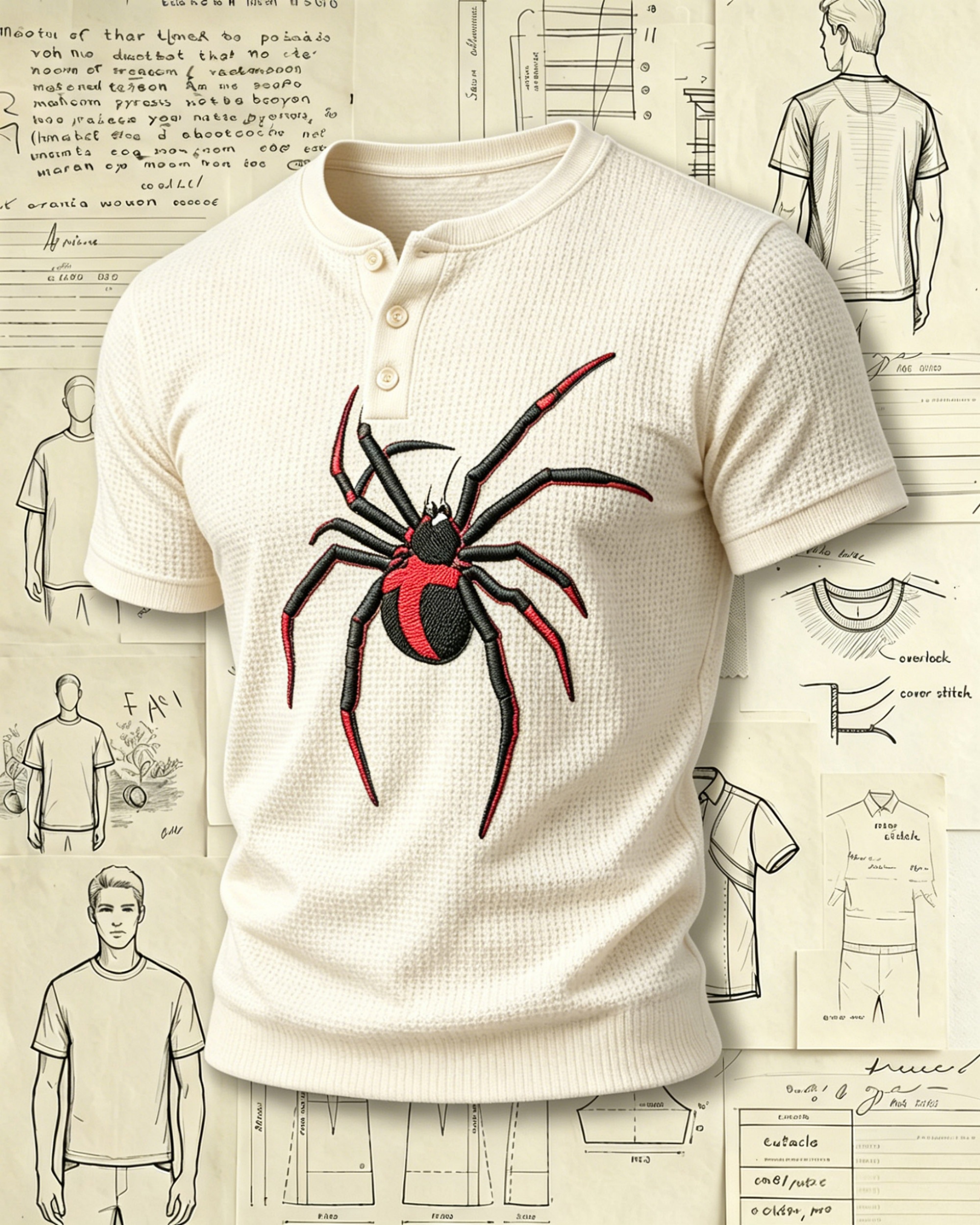 Red-Black Spider Embroidered Polo Shirts