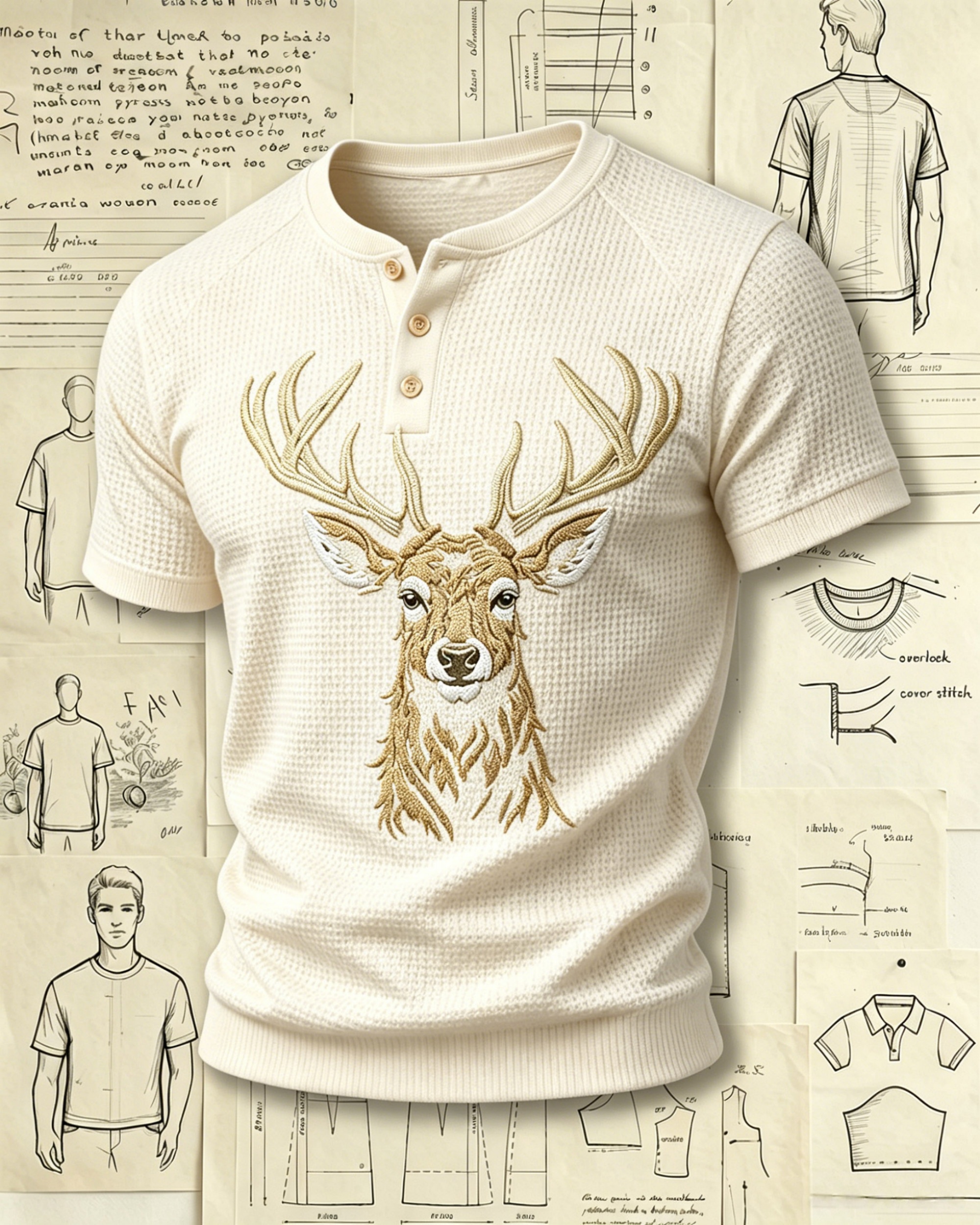 Deer Head Antler Embroidered Polo Shirts