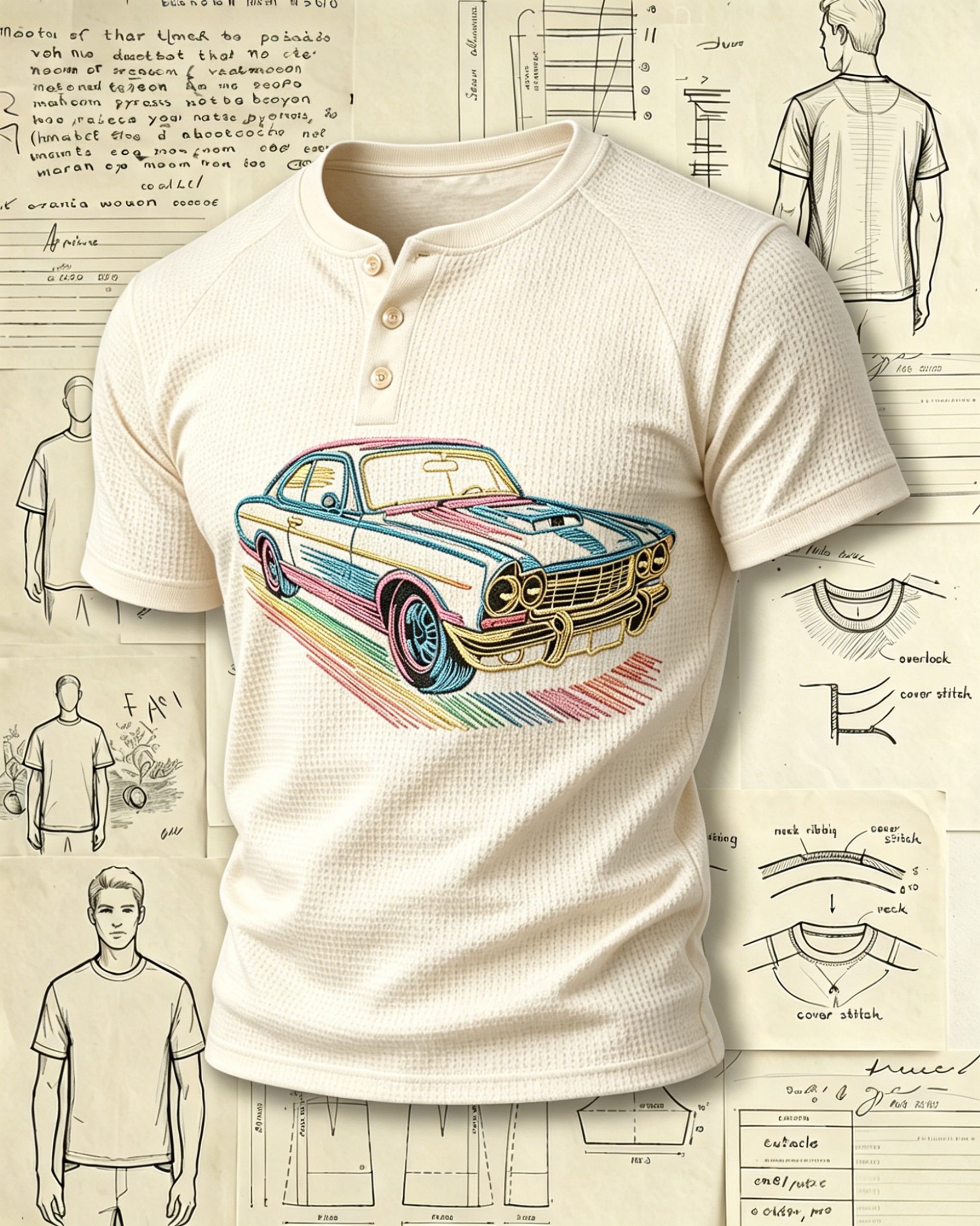 Vintage Muscle Car Embroidered Polo Shirts