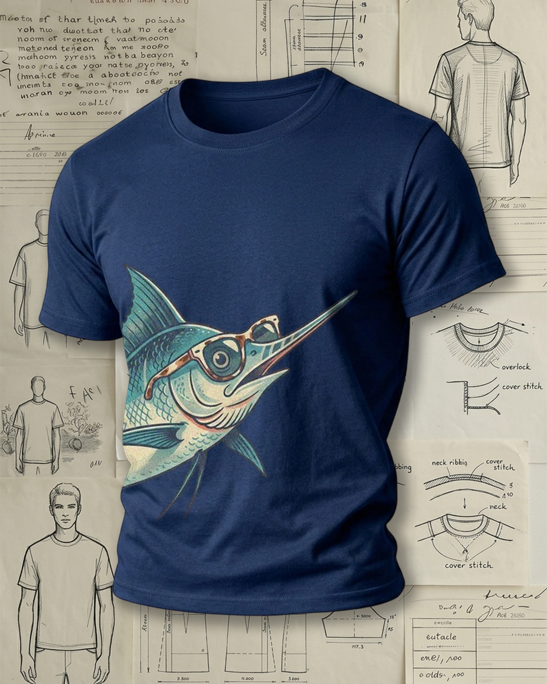 Cool Marlin Fish with Sunglasses Short-Sleeve T-Shirt