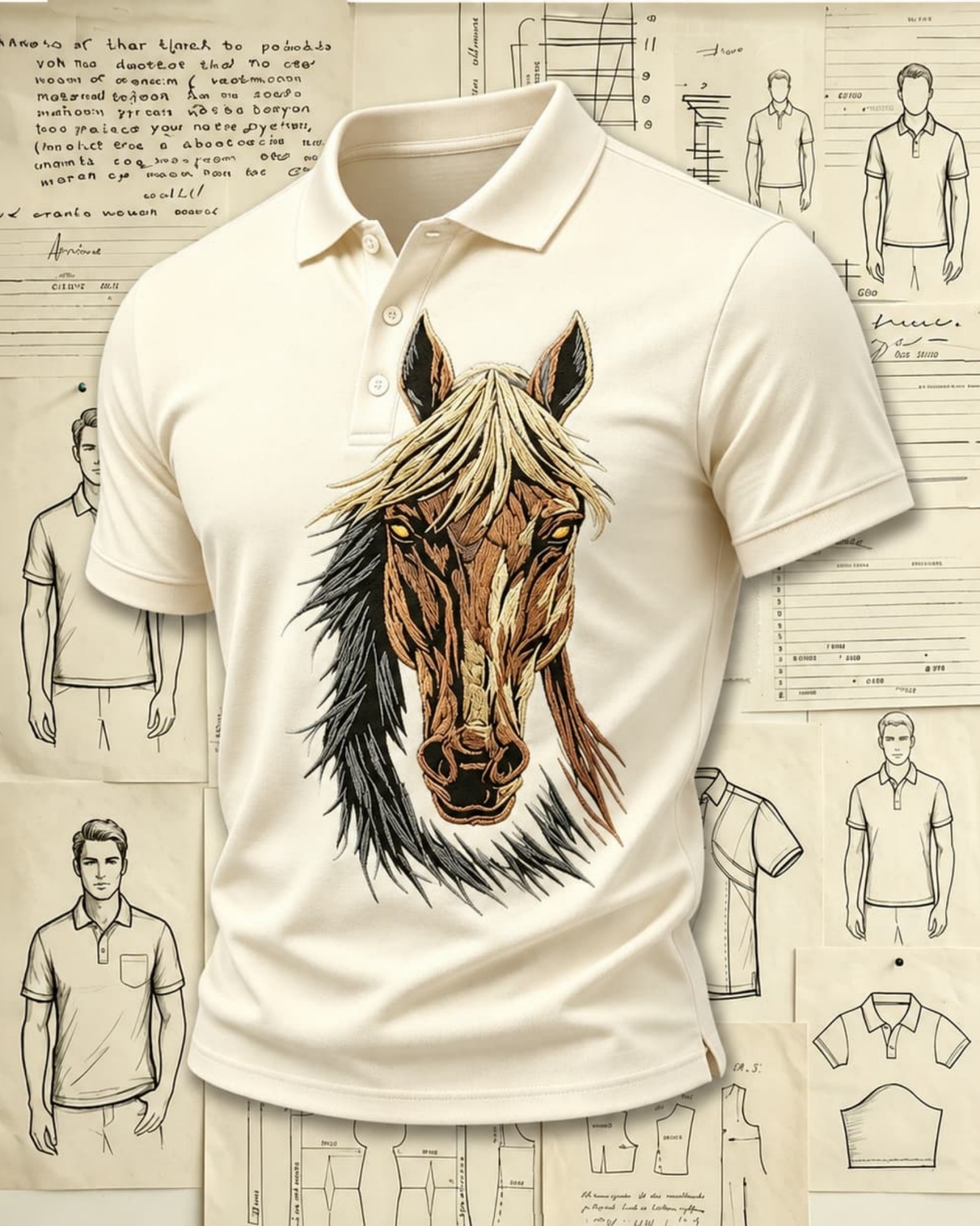 Western Prairie Horse Embroidered Pattern Polo Shirts