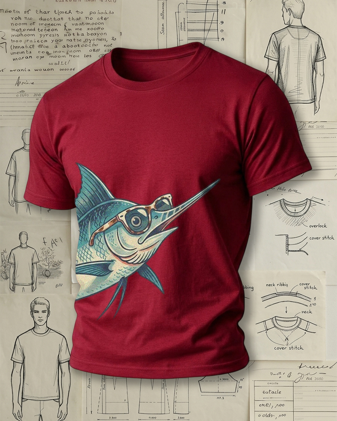 Cool Marlin Fish with Sunglasses Short-Sleeve T-Shirt