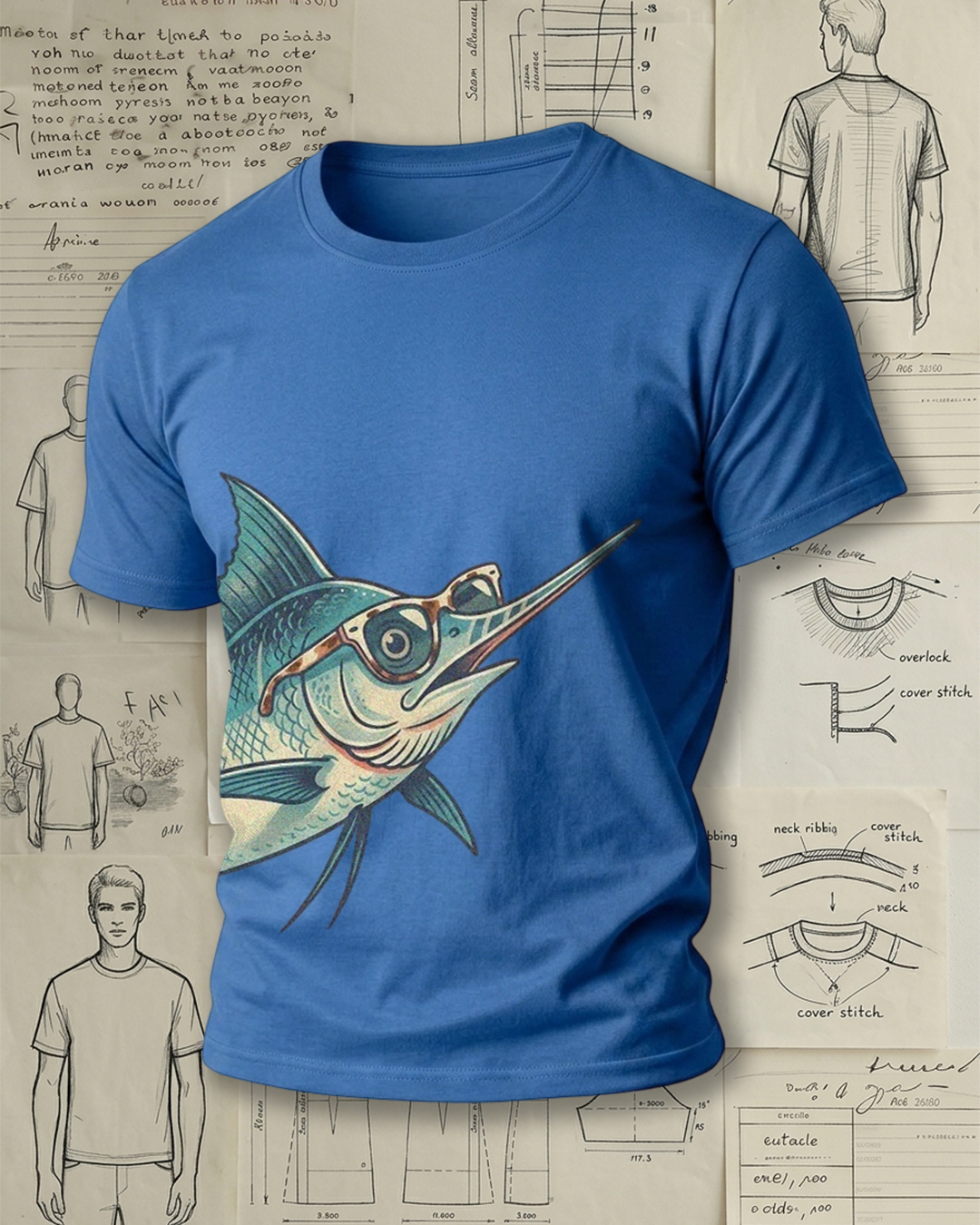 Cool Marlin Fish with Sunglasses Short-Sleeve T-Shirt