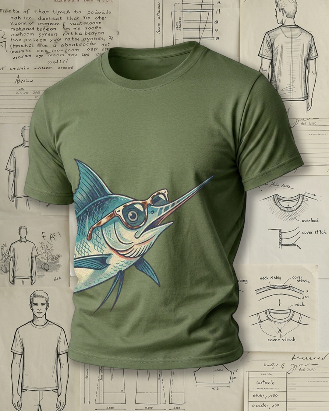 Cool Marlin Fish with Sunglasses Short-Sleeve T-Shirt