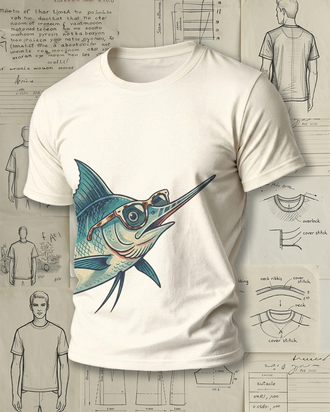 Cool Marlin Fish with Sunglasses Short-Sleeve T-Shirt