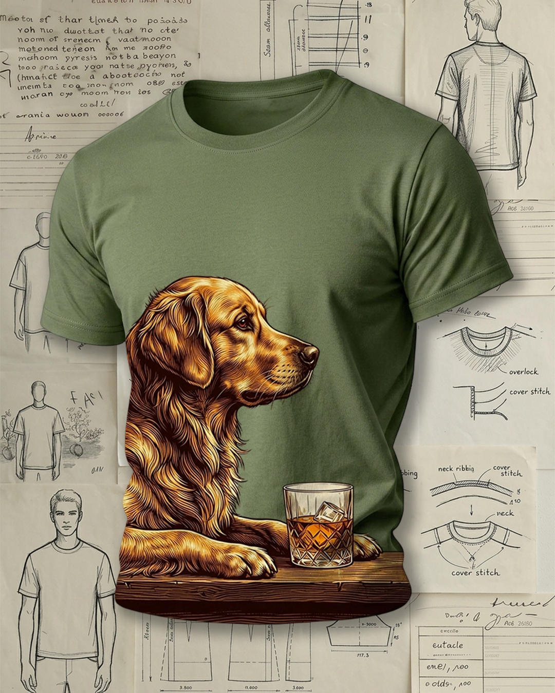 Golden Retriever & Whiskey Nightcap Short-Sleeve T-Shirt