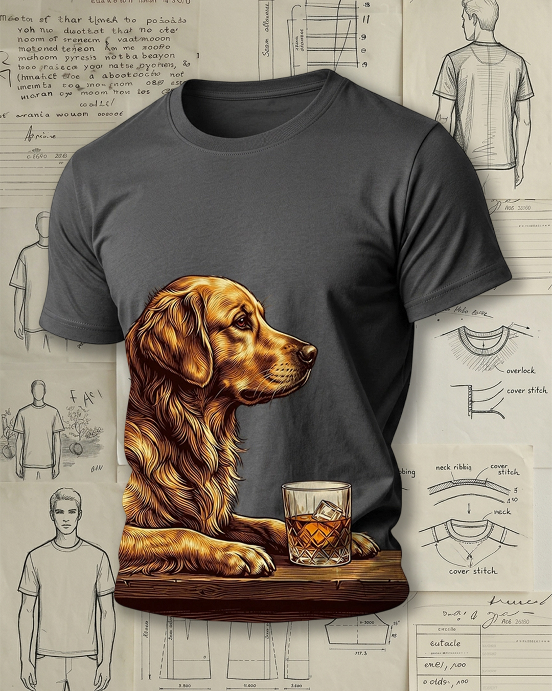 Golden Retriever & Whiskey Nightcap Short-Sleeve T-Shirt