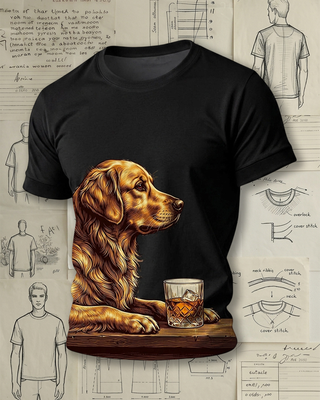 Golden Retriever & Whiskey Nightcap Short-Sleeve T-Shirt