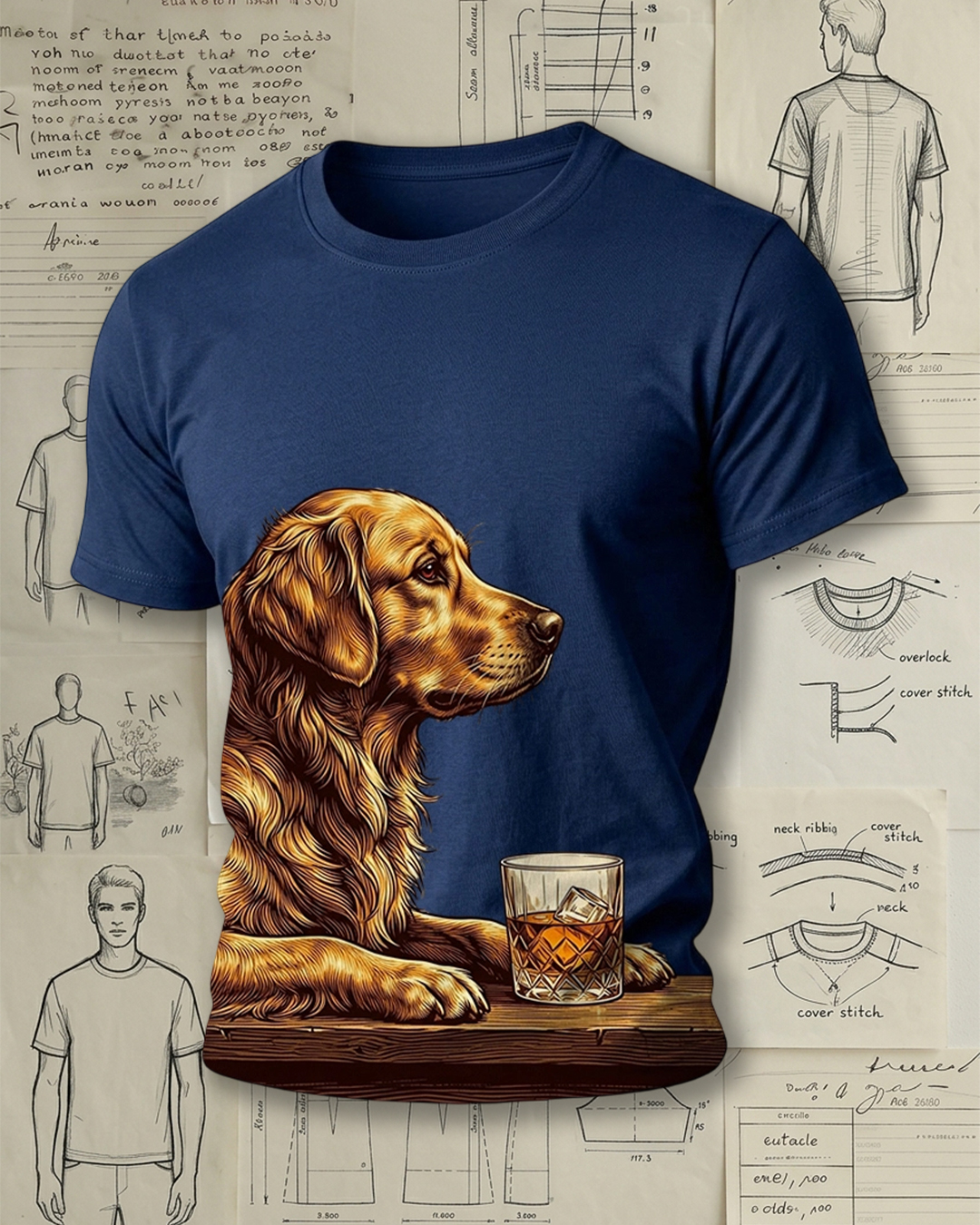 Golden Retriever & Whiskey Nightcap Short-Sleeve T-Shirt