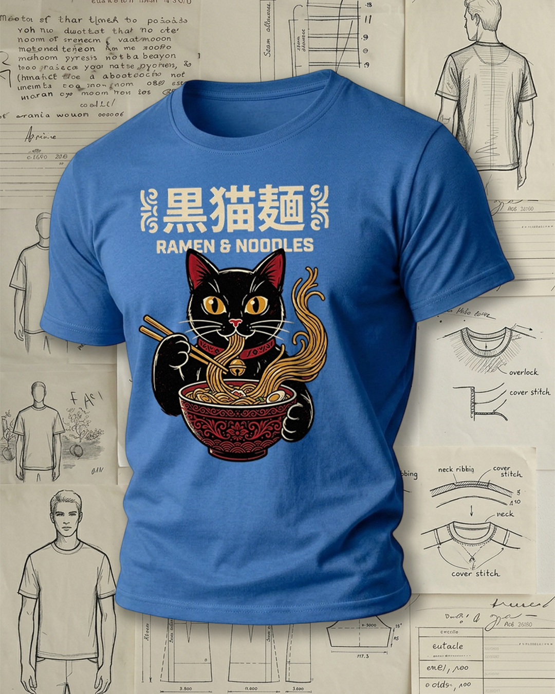 Black Cat Noodles Short-Sleeve T-Shirt