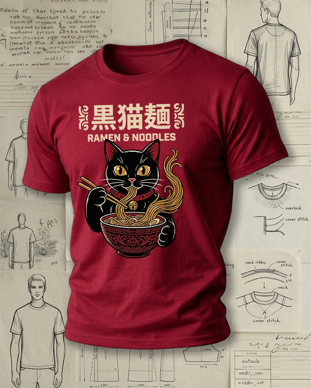 Black Cat Noodles Short-Sleeve T-Shirt