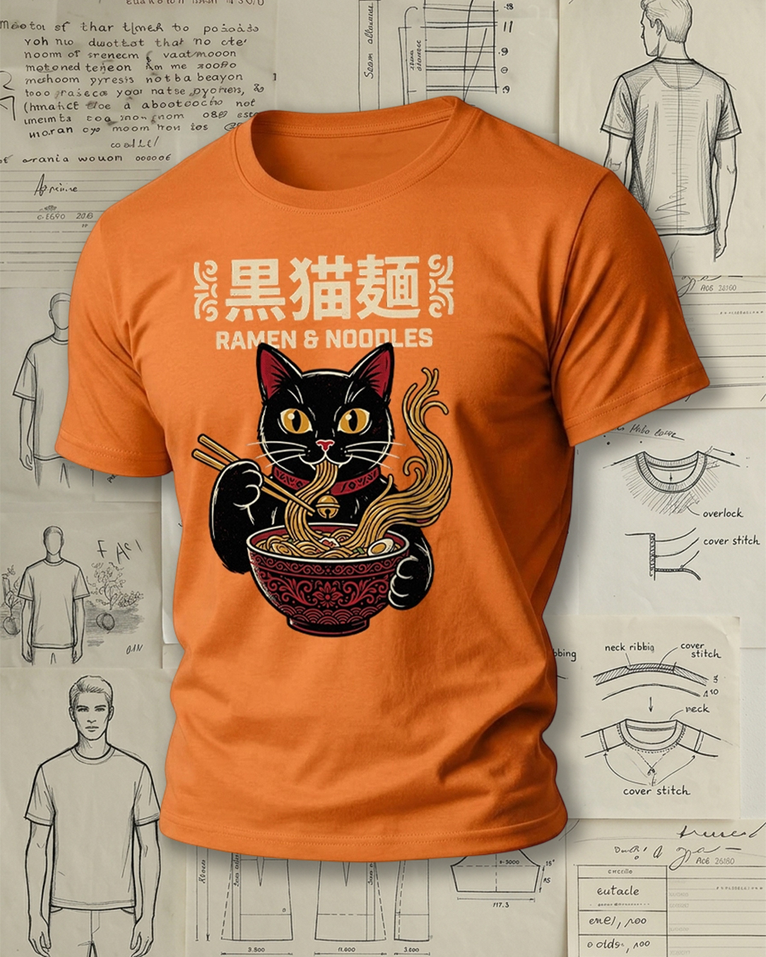 Black Cat Noodles Short-Sleeve T-Shirt