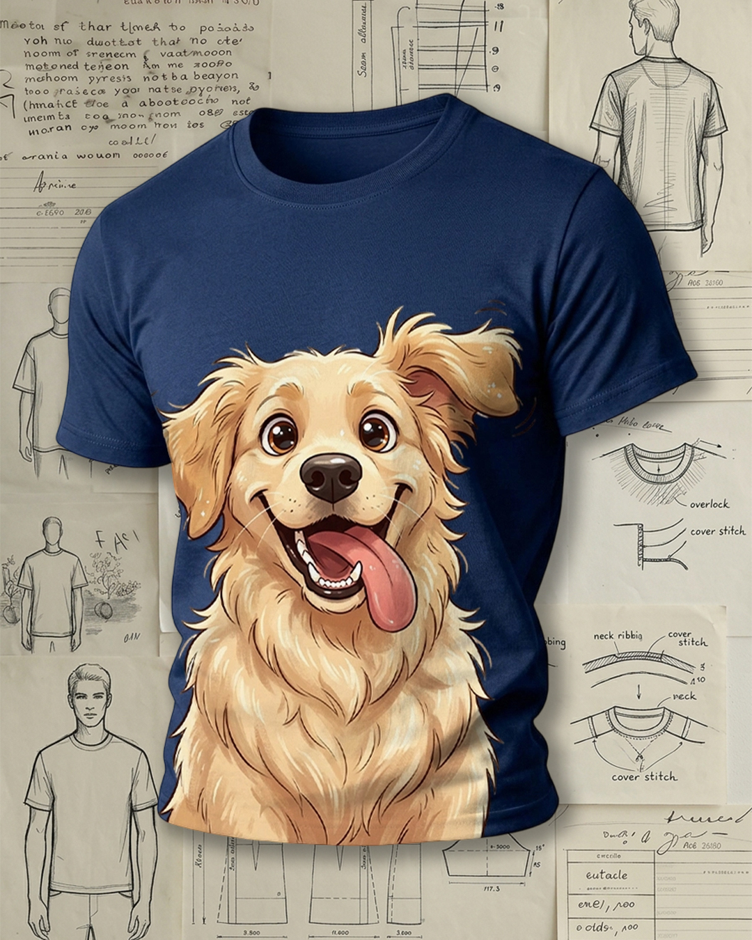 Happy Golden Retriever Dog Short-Sleeve T-Shirt