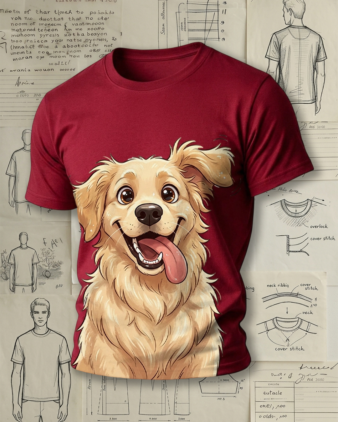 Happy Golden Retriever Dog Short-Sleeve T-Shirt