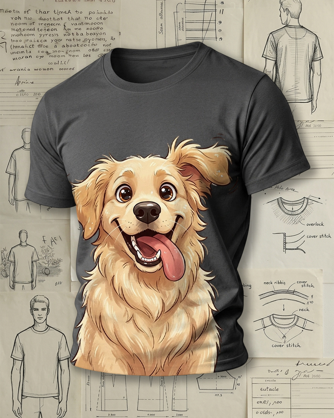 Happy Golden Retriever Dog Short-Sleeve T-Shirt