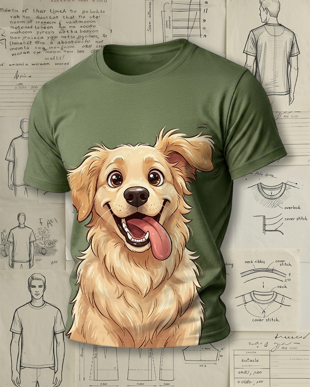 Happy Golden Retriever Dog Short-Sleeve T-Shirt