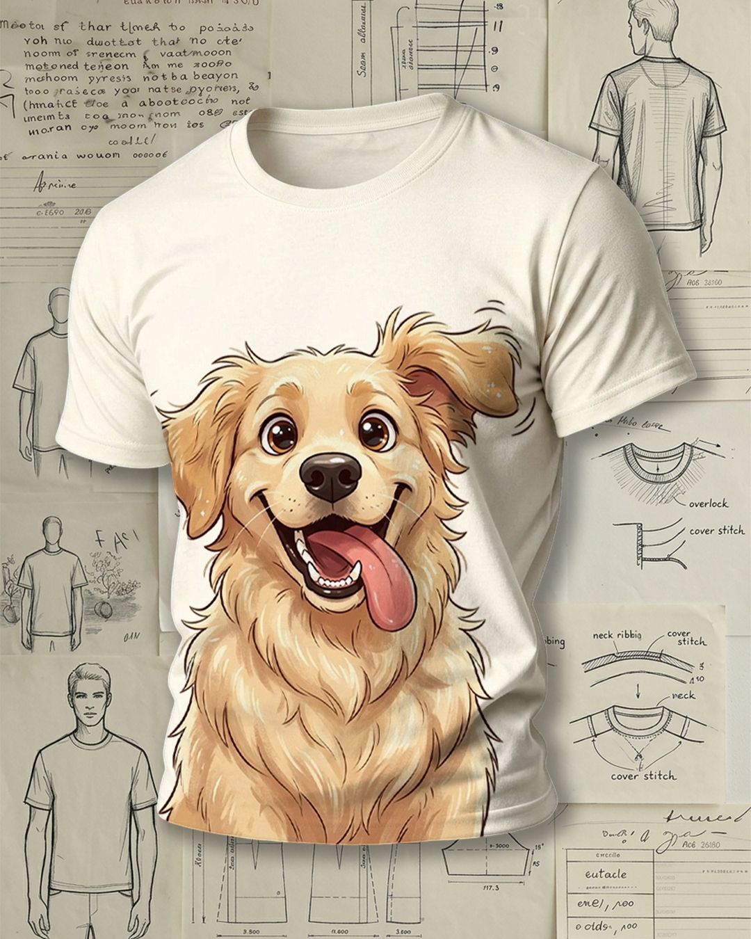 Happy Golden Retriever Dog Short-Sleeve T-Shirt