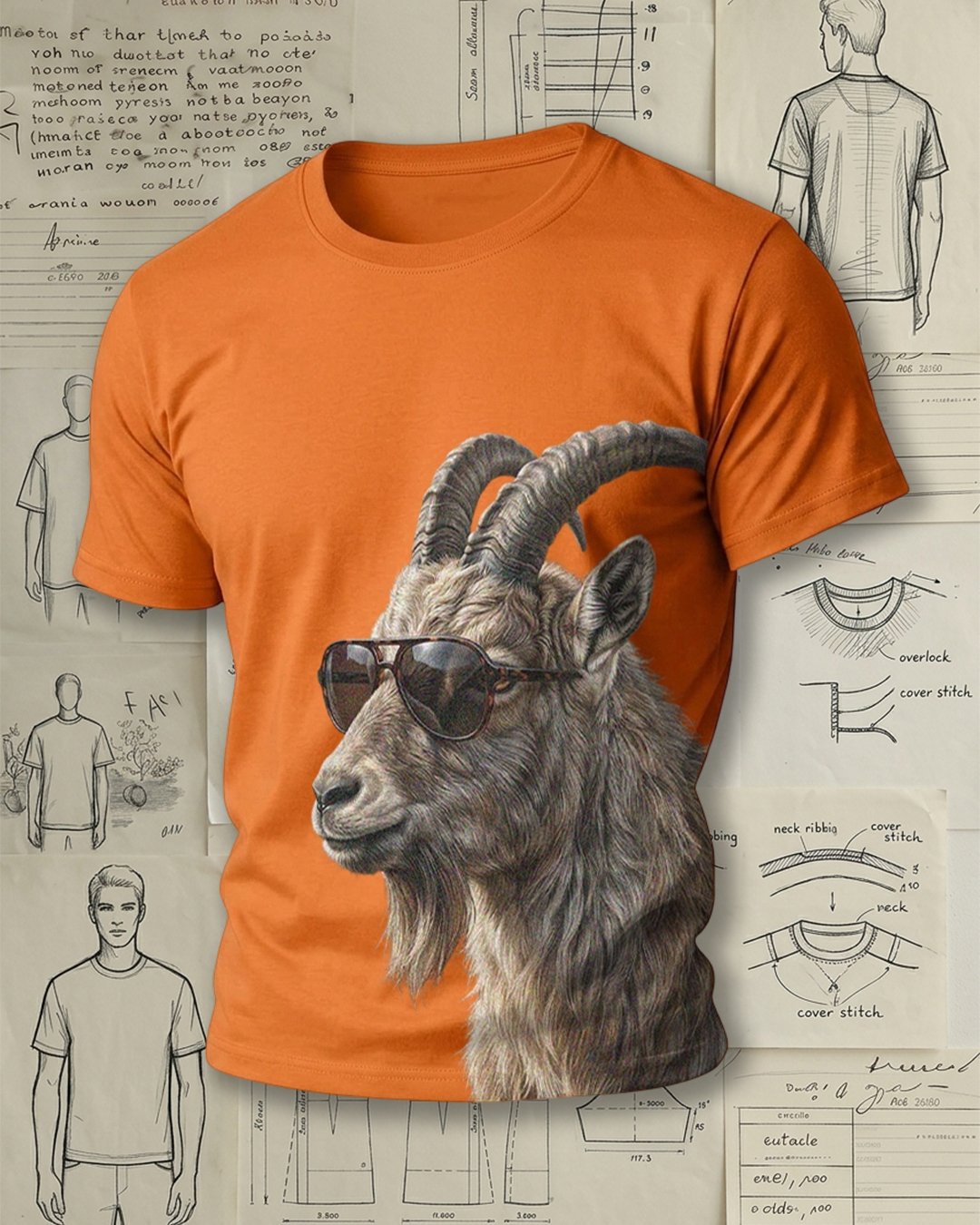 Cool Goat with Sunglasses Graphic Short-Sleeve T-Shirt
