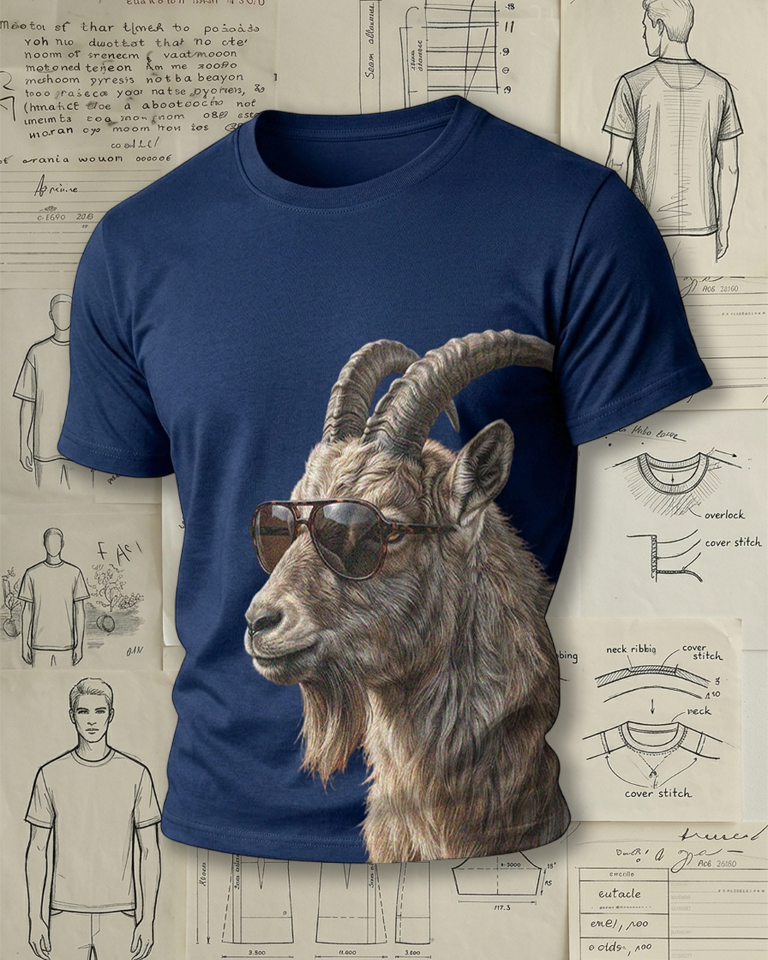 Cool Goat with Sunglasses Graphic Short-Sleeve T-Shirt