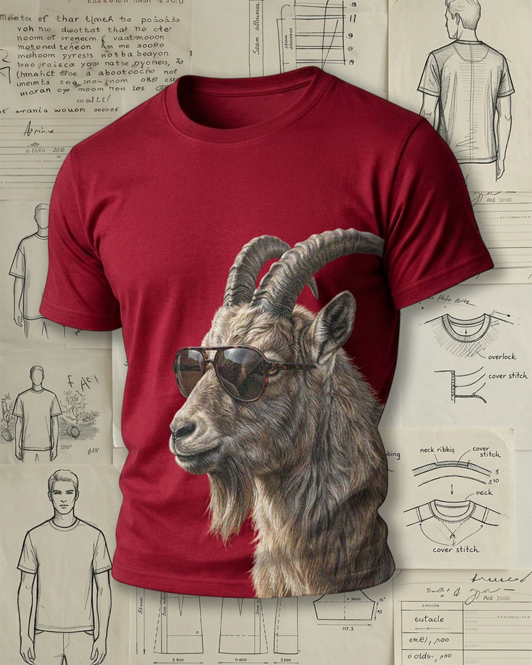 Cool Goat with Sunglasses Graphic Short-Sleeve T-Shirt