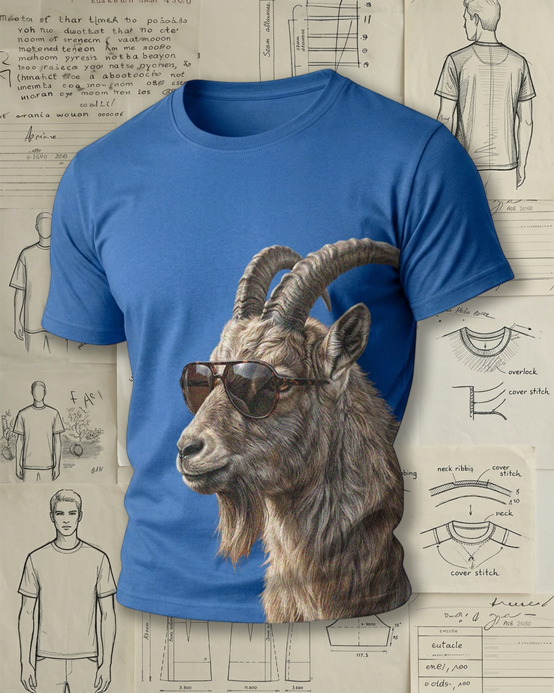 Cool Goat with Sunglasses Graphic Short-Sleeve T-Shirt