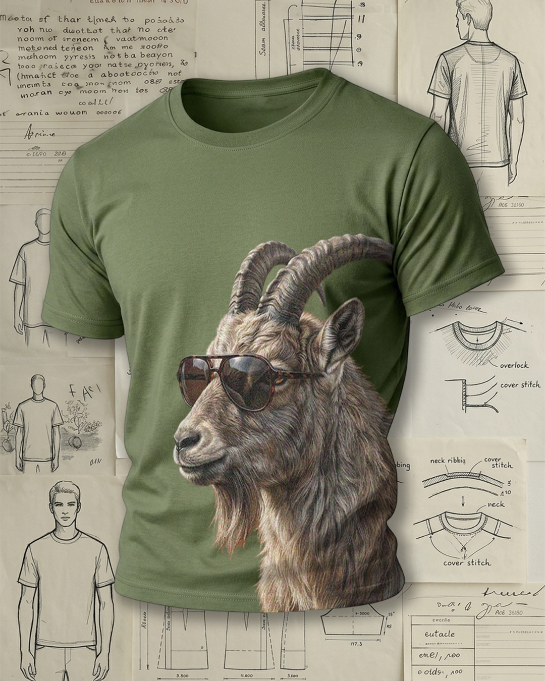 Cool Goat with Sunglasses Graphic Short-Sleeve T-Shirt