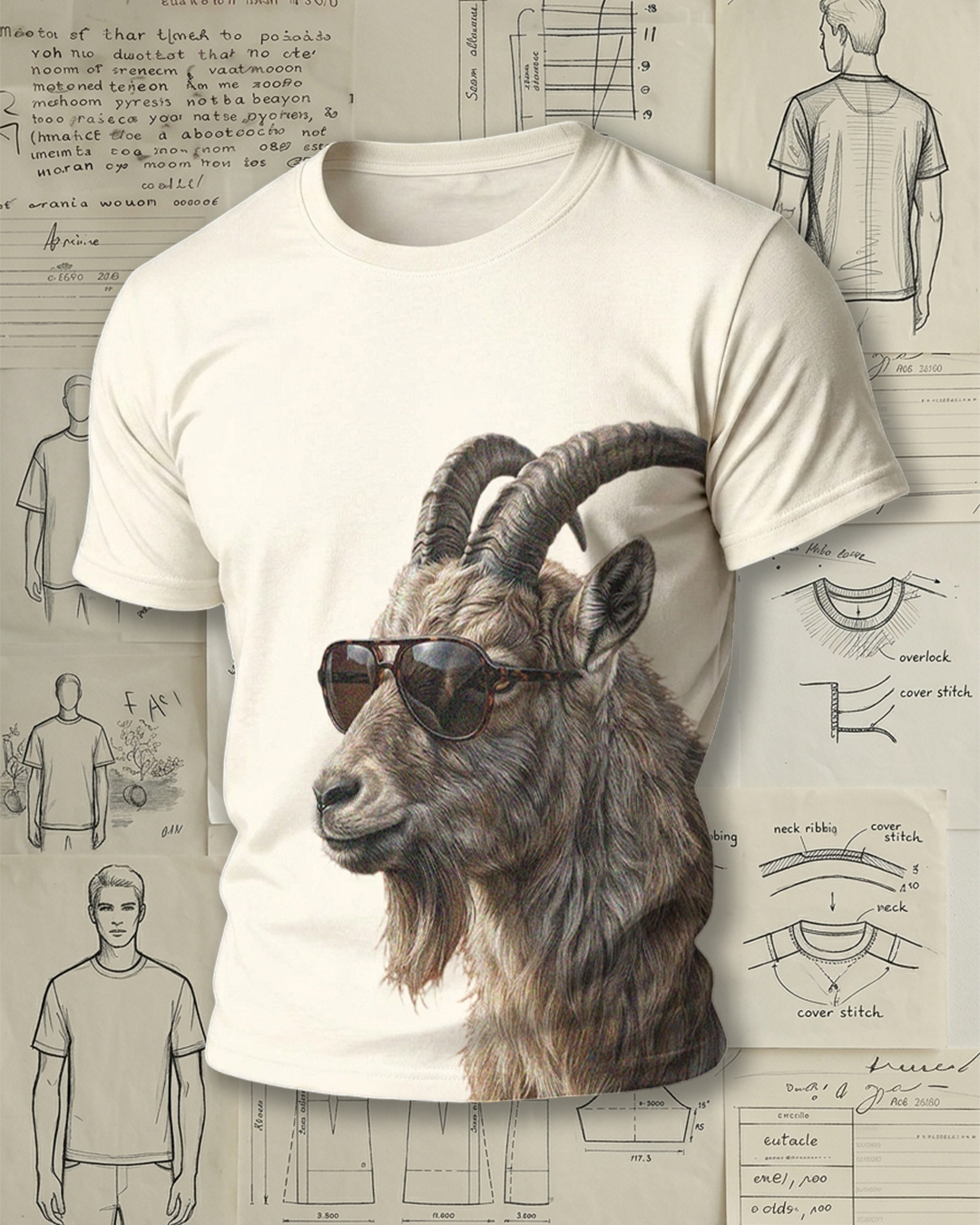 Cool Goat with Sunglasses Graphic Short-Sleeve T-Shirt