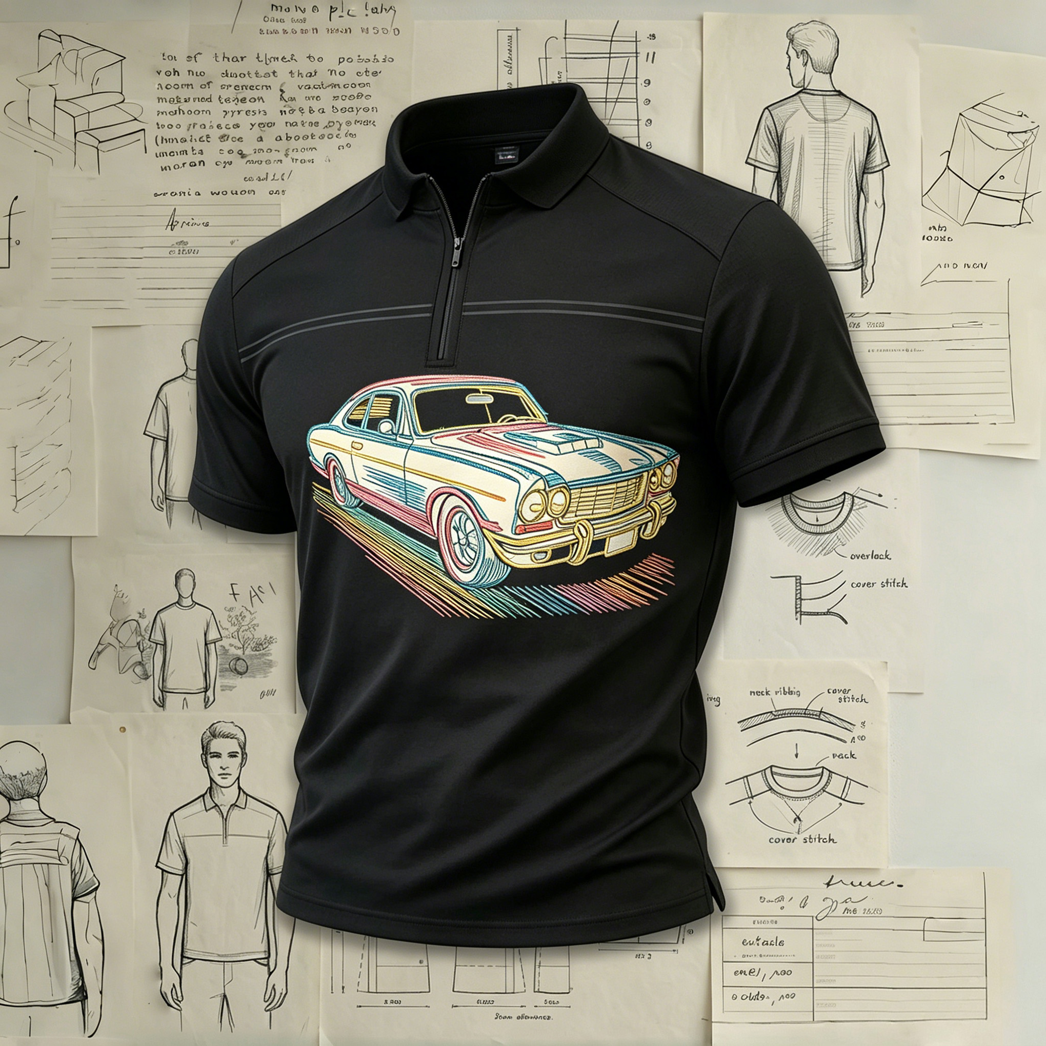 Retro Classic Car Streetwear Embroidered Pattern Shirts