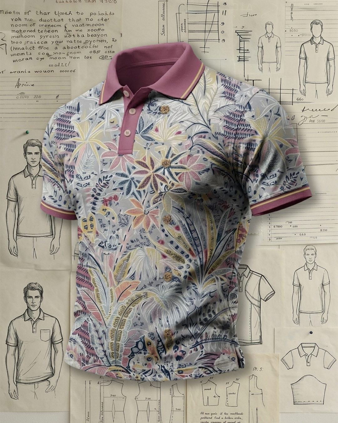 Men’s Tropical Botanical Casual Polo
