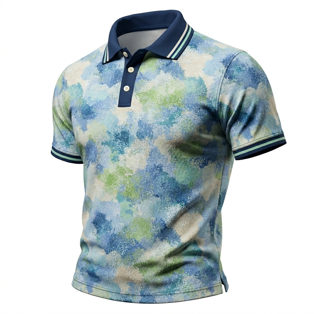 Serene Sky Hues Abstract Watercolor Polo Shirt